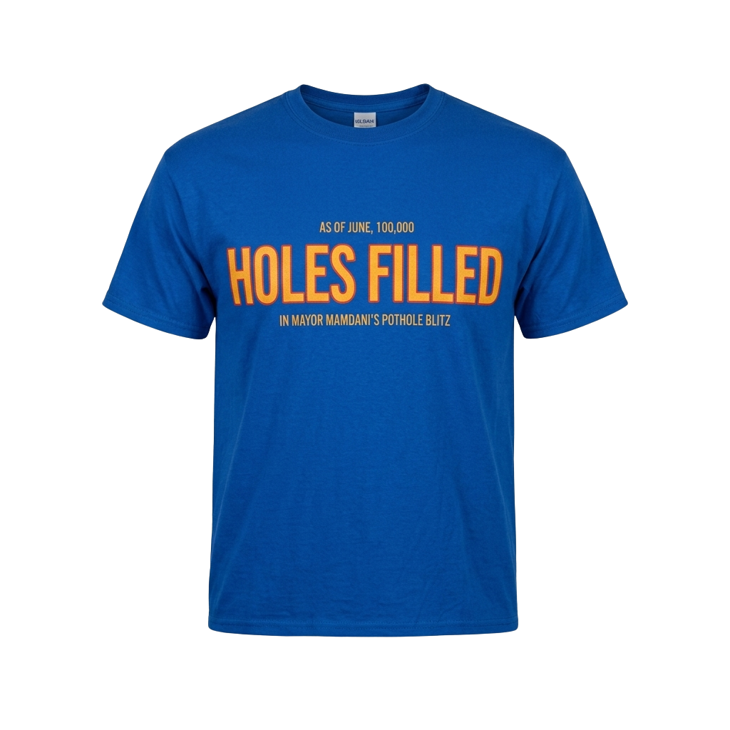 As Of June 100,000 Holes Filled In Mayor Mamdani's Pothole Blitz Shirt