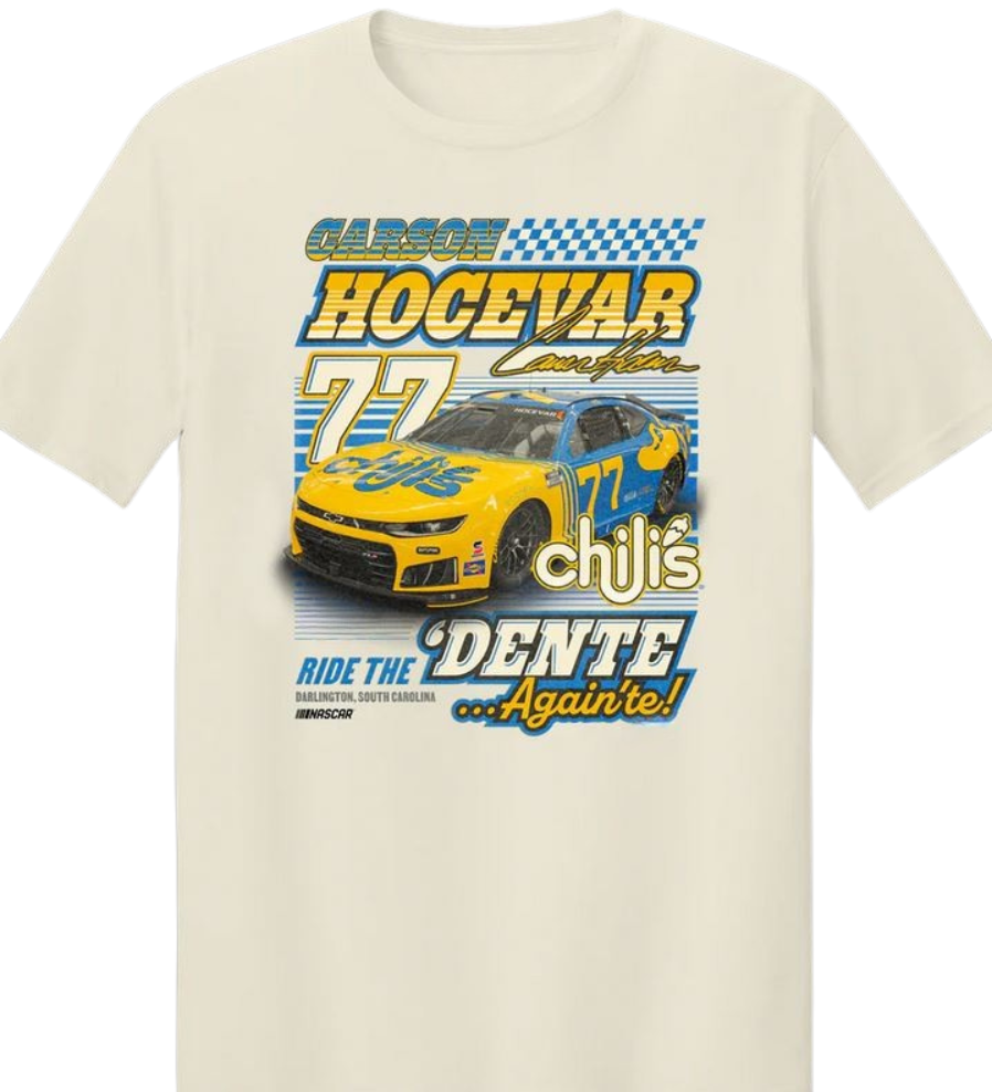 Carson Hocevar Spire Motorsports 77 Chili's Dente Again'te Shirt