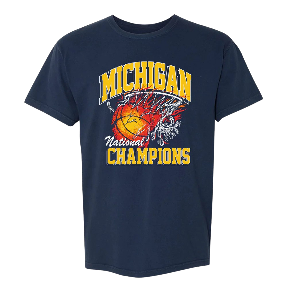 Michigan Wolverines Basketball National Champions Flame Shirt