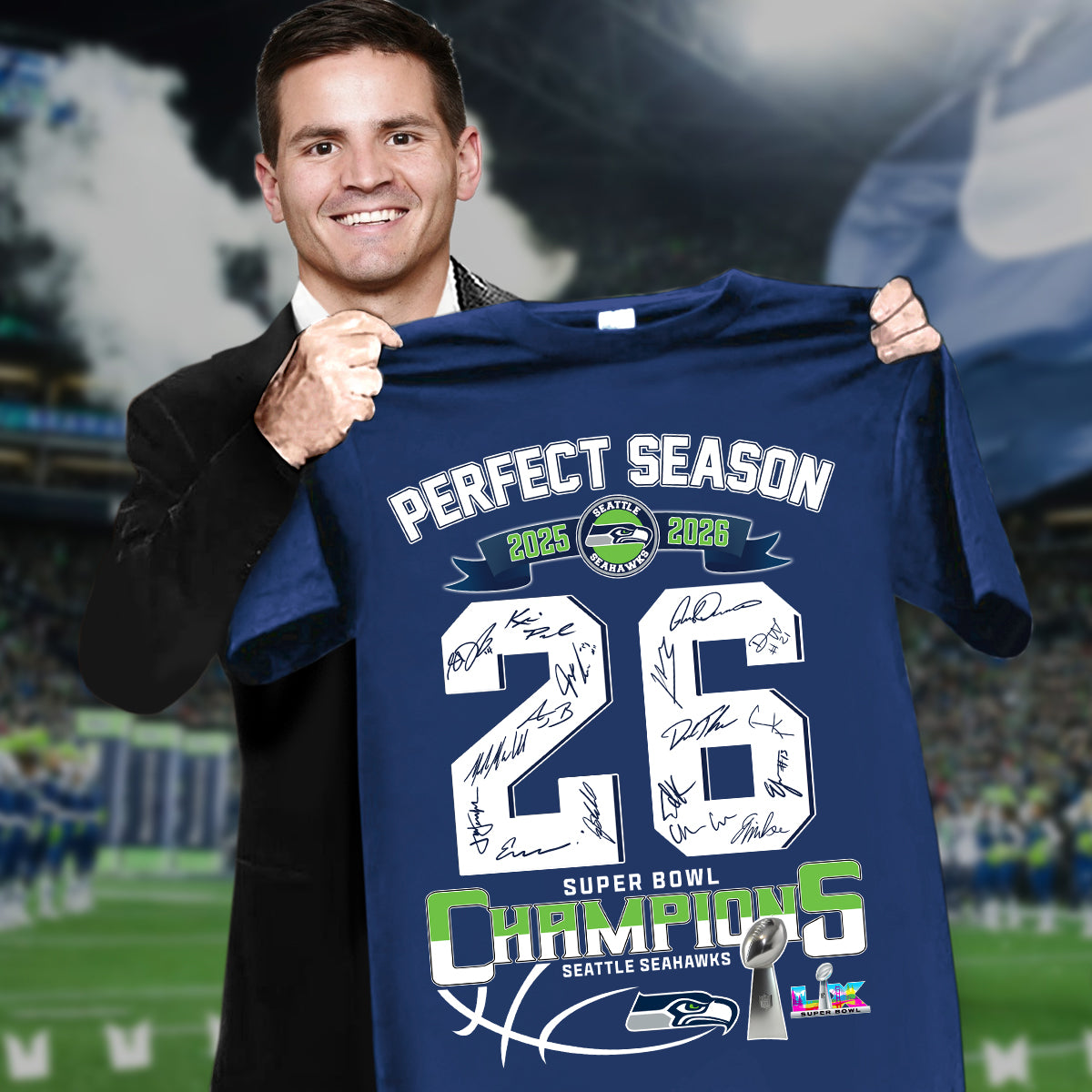Seattle Seahawks Perfect Season 2026 Super Bowl Lx Champions Shirt
