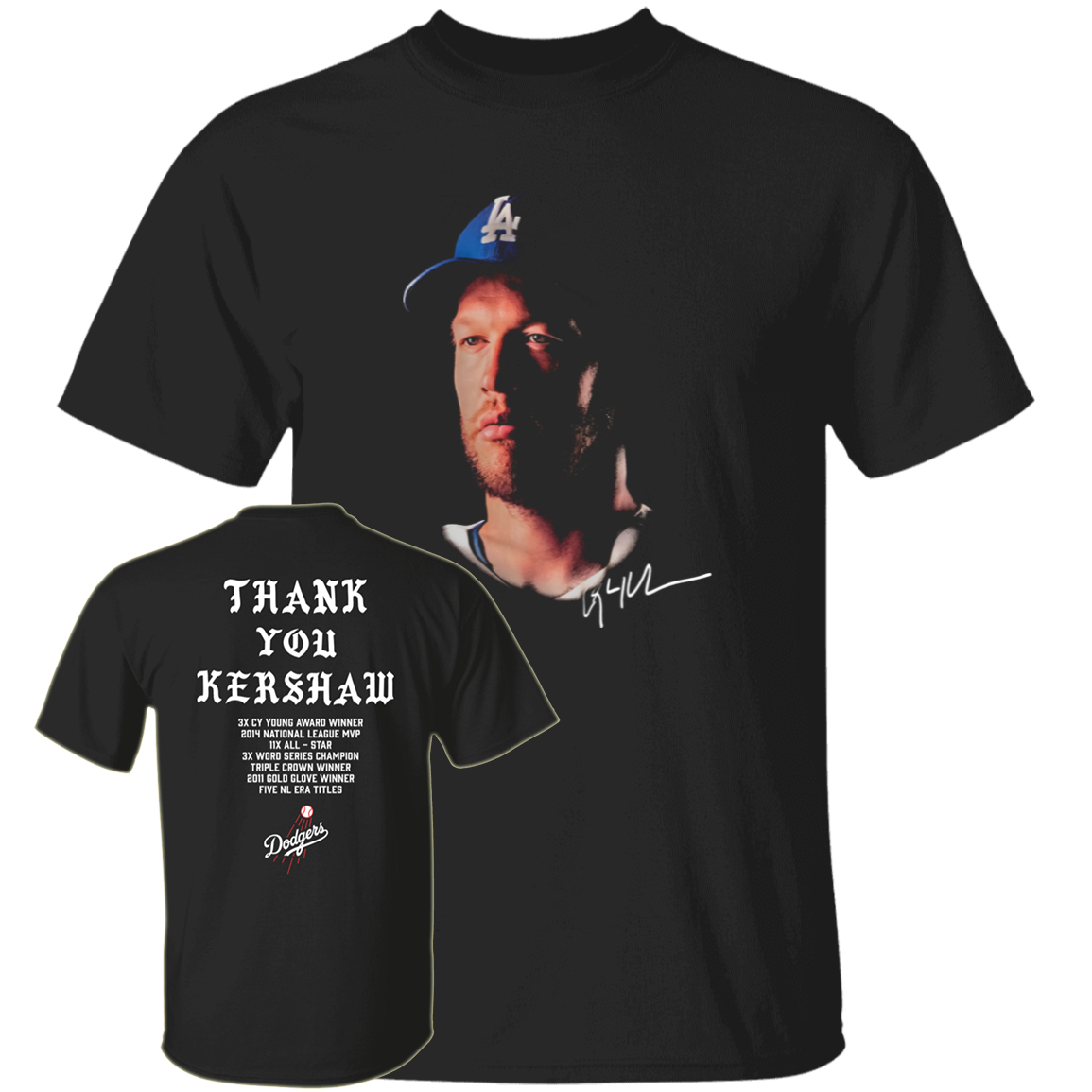 [Front + Back] Los Angeles Dodgers Thank You Clayton Kershaw Shirt
