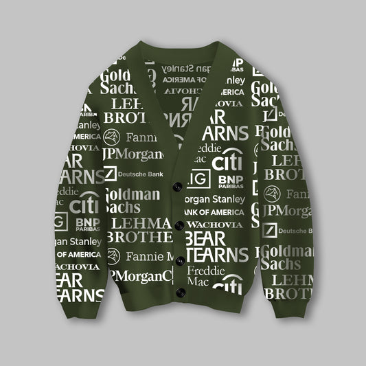 2008 Financial Crisis Knitted Cardigan Shirt