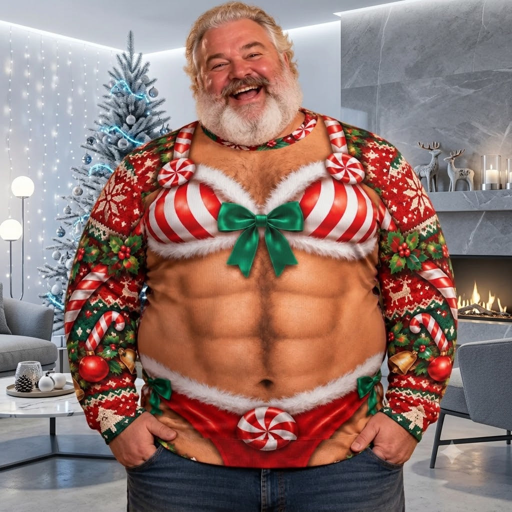 3D Muscle Bikini Ugly Christmas Sweater