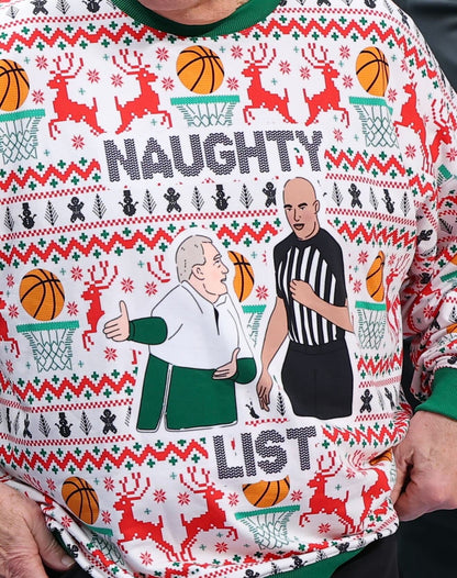 Tom Izzo Naughty List Ugly Christmas Sweater
