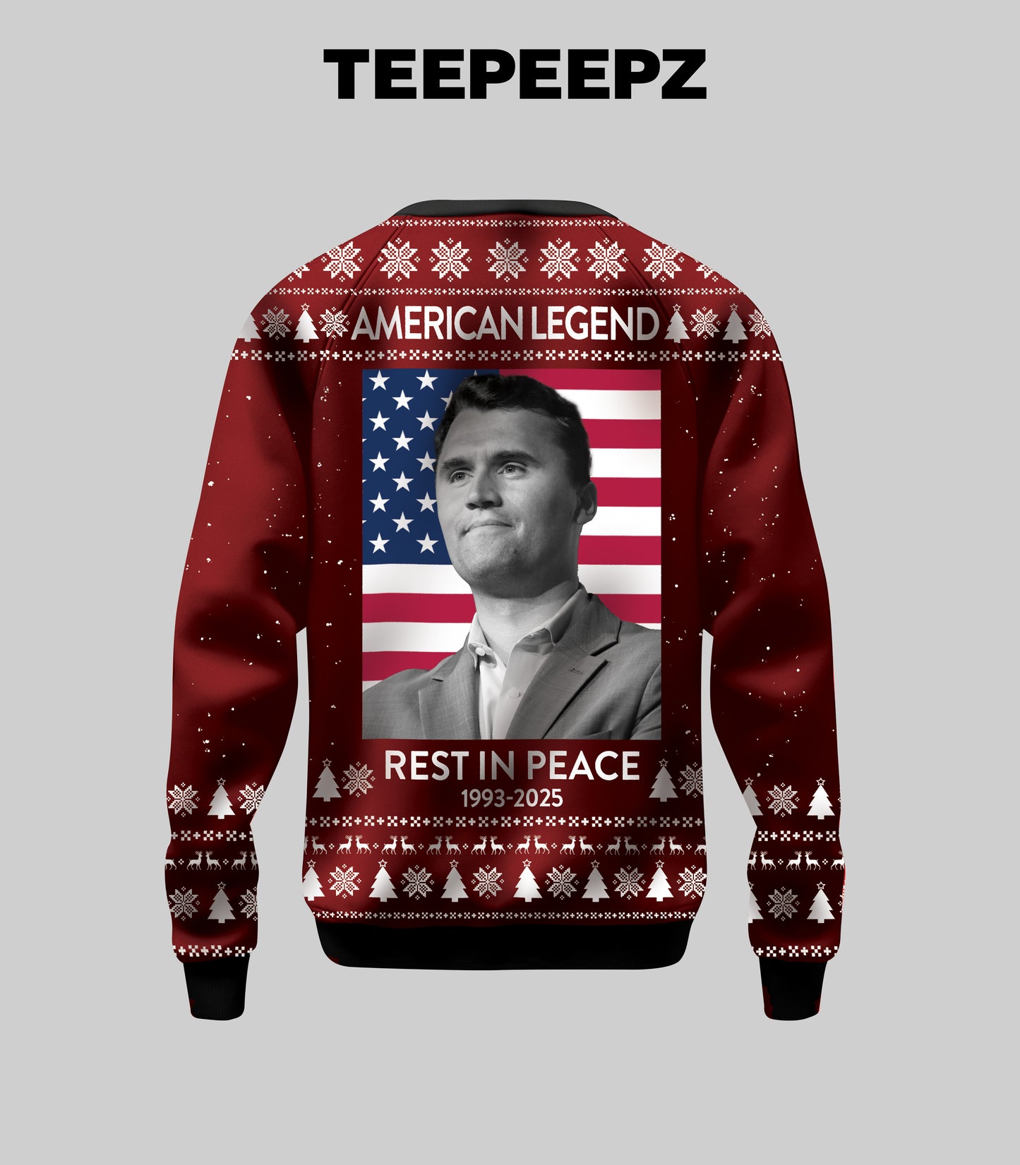 [Front + Back] A True Patriot Charlie Kirk 1993-2025 Ugly Christmas Sweater