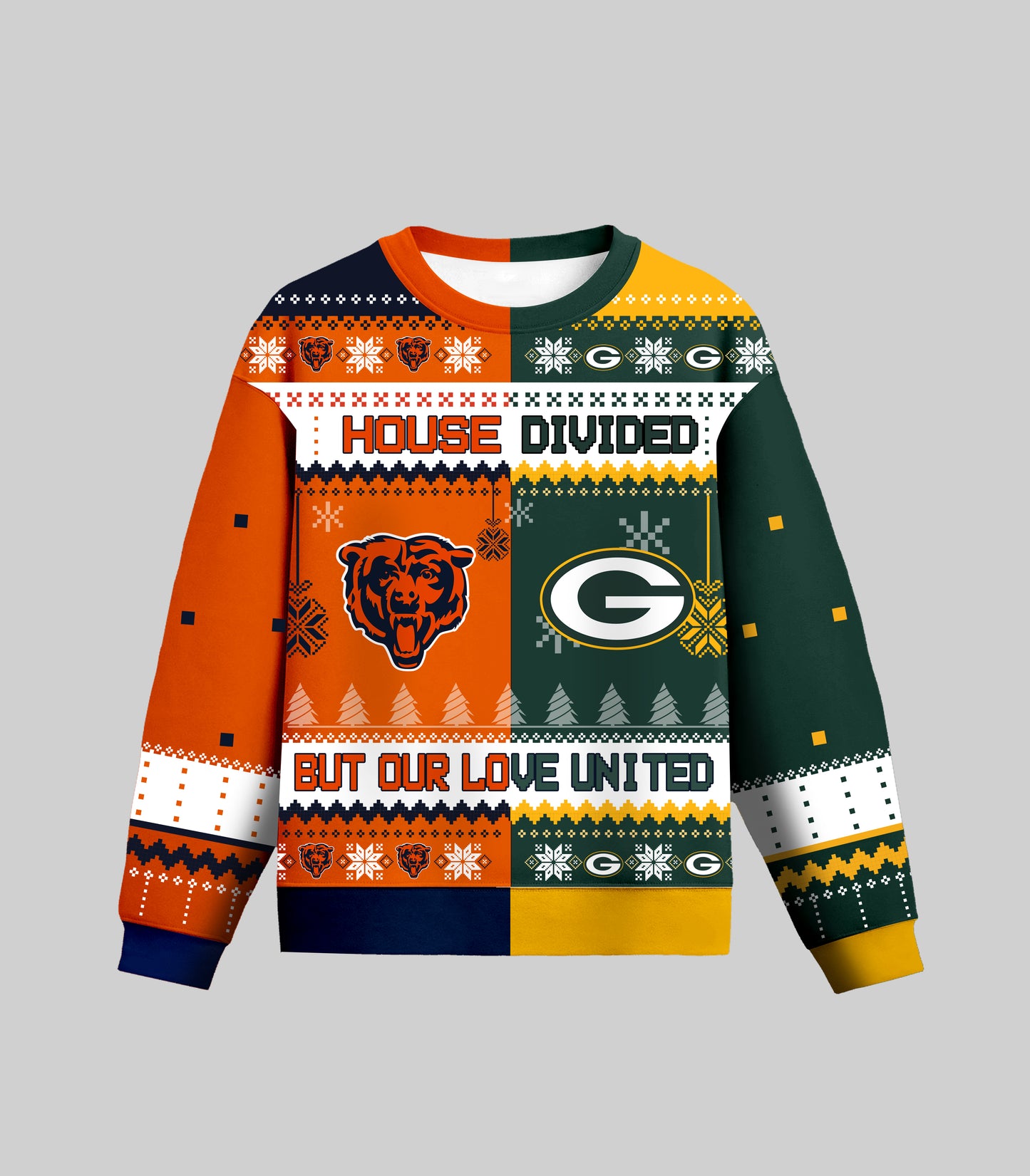 Bears Packers House Divided But Our Love United Ugly Christmas Sweater