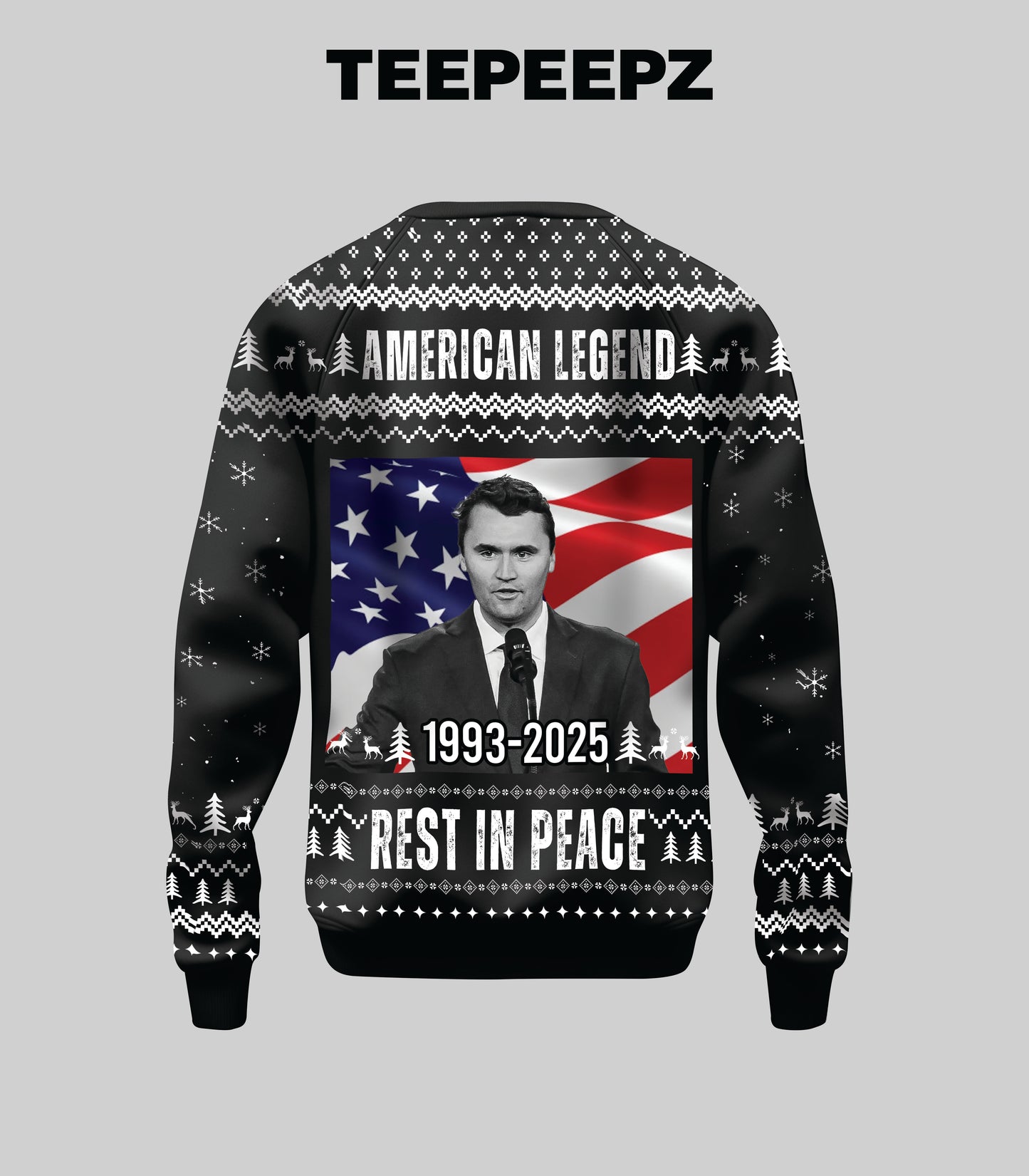 [Front + Back] Charlie Kirk A True Patriot 1993 – 2025 Ugly Christmas Sweater