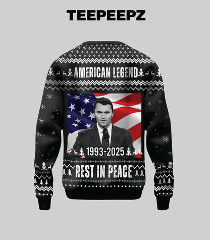[Front + Back] Charlie Kirk A True Patriot 1993 – 2025 Ugly Christmas Sweater