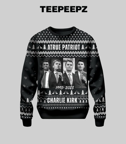 [Front + Back] Charlie Kirk A True Patriot 1993 – 2025 Ugly Christmas Sweater