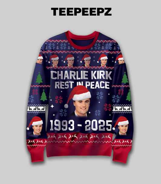 Charlie Kirk Rest In Peace 1993-2025 Ugly Christmas Sweater