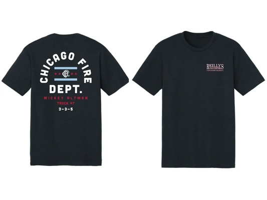 [Front + Back] Chicago Fire Dept Mickey Altman Truck 47 3-3-5 Shirt