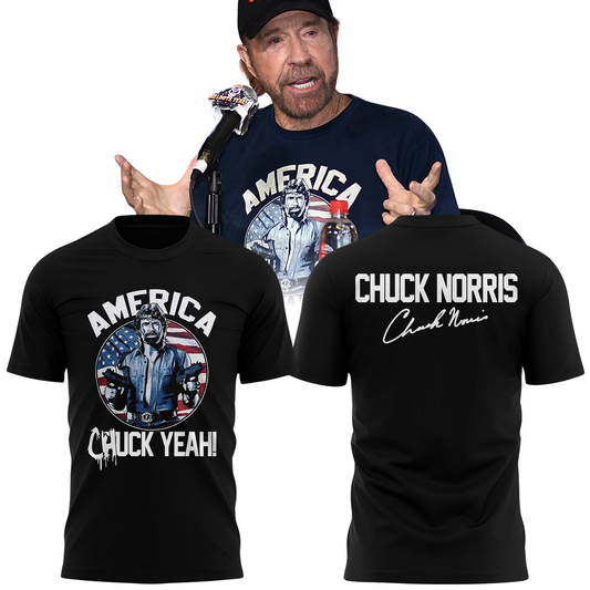 [Front + Back] Chuck Norris America Chuck Yeah Shirt