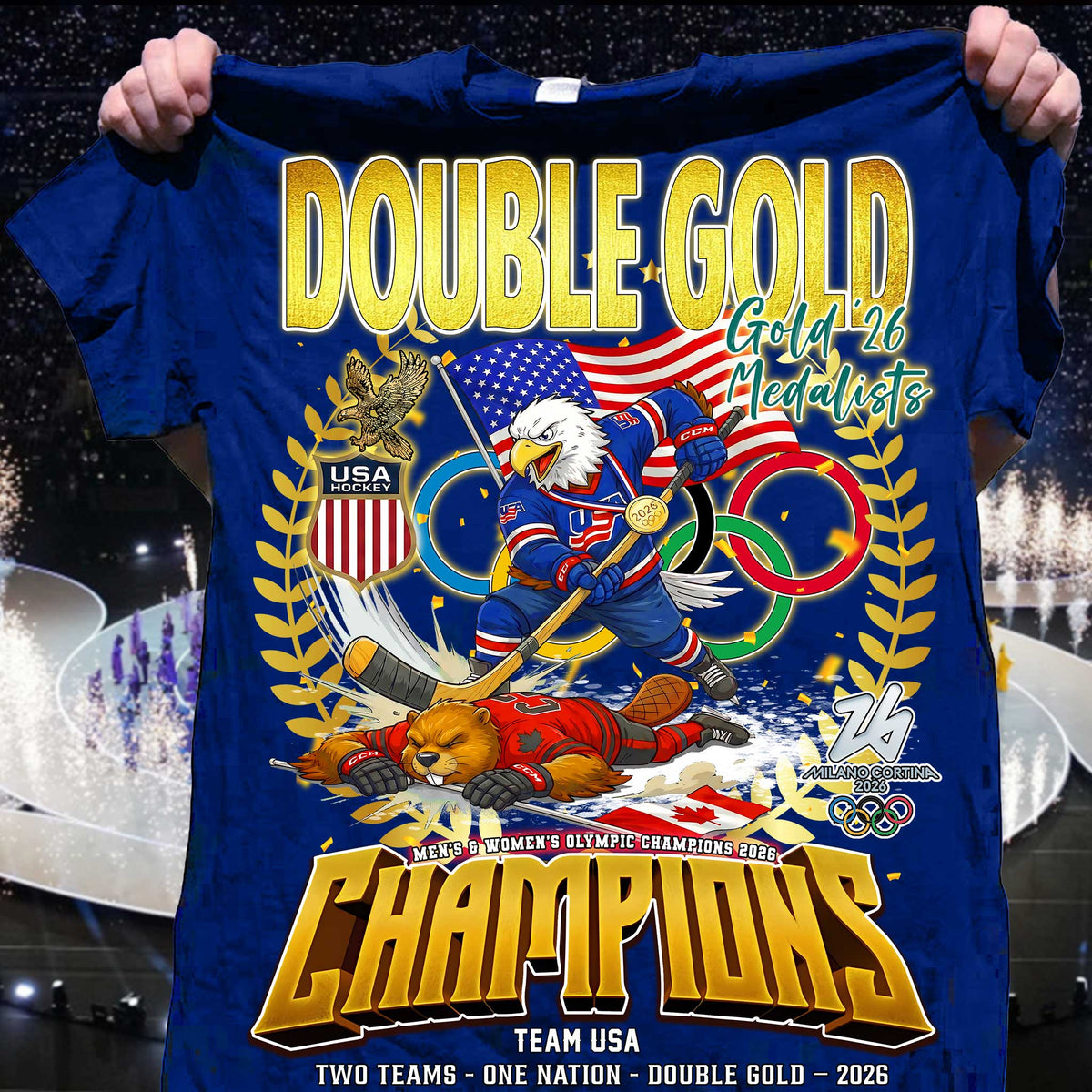 Double Gold 2026 Medalists Champions Team Usa Two Team One Nation Shirt