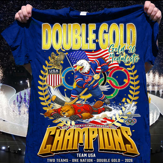 Double Gold 2026 Medalists Champions Team Usa Two Team One Nation Shirt