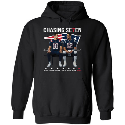 Drake Maye And Tom Brady Chasing Se7en Patriots Shirt