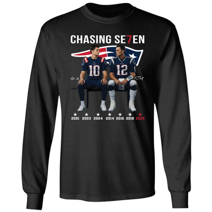 Drake Maye And Tom Brady Chasing Se7en Patriots Shirt