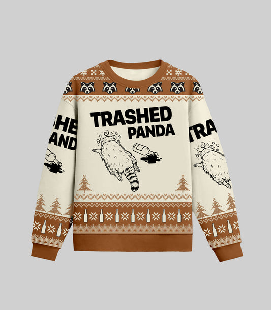 Drunk Raccoon Trashed Panda Christmas 2025 Sweater