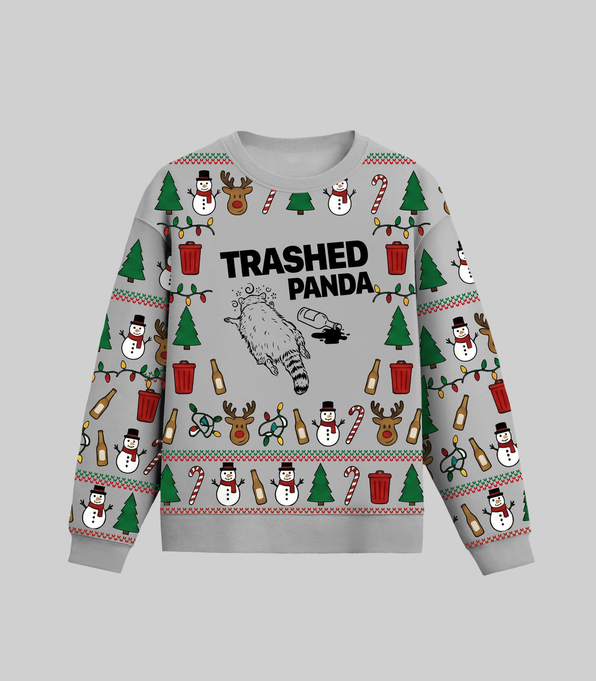 Drunk Raccoon Trashed Panda Christmas Sweater