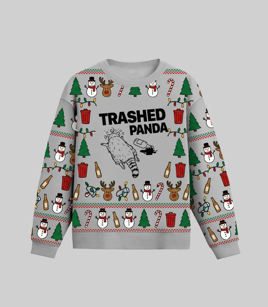 Drunk Raccoon Trashed Panda Christmas Sweater