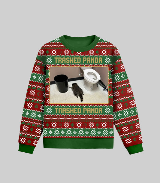 Drunken Raccoon Trashed Panda Ugly Sweater