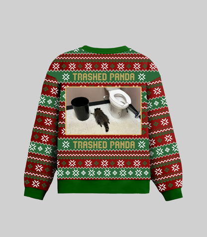 Drunken Raccoon Trashed Panda Ugly Sweater