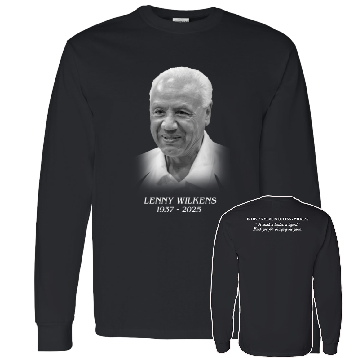 [Front + Back] Lenny Wilkens Thank You For The Memories Long Sleeve Shirt