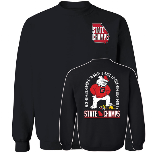 [Front + Back] Georgia Bulldogs Eight Time State Champs Back To Back To Back Sweatshirt