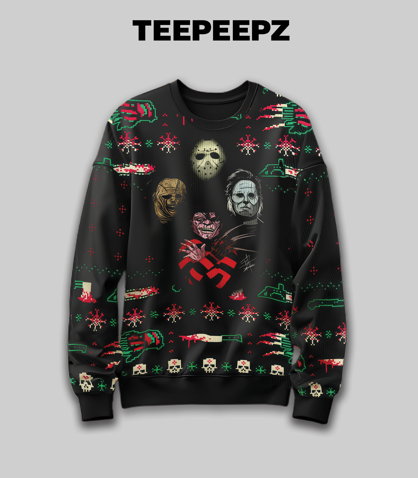 Horror Killer Christmas Halloween Ugly Sweater