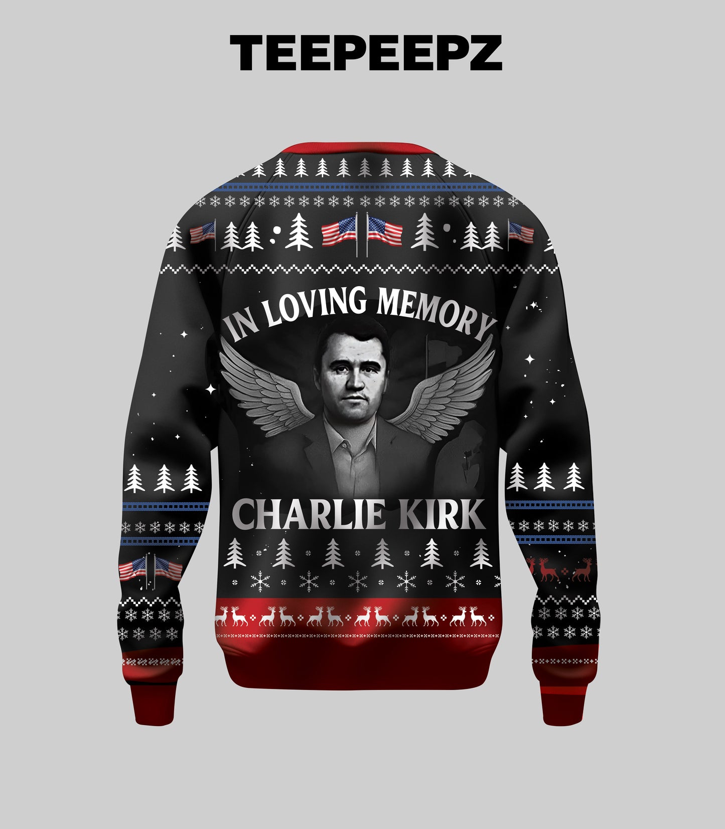 [Front + Back] In Loving Memory Charlie Kirk Ugly Christmas Sweater