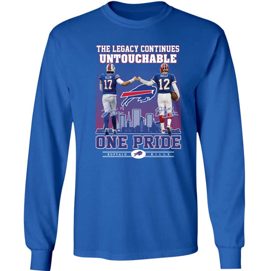 Josh Allen Jim Kelly The Legacy Continues Untouchable One Pride Long Sleeve Shirt