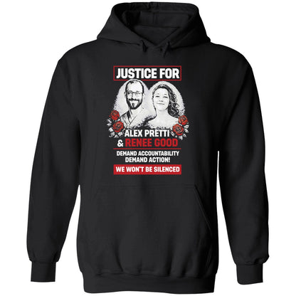 Justice For Alex Pretti And Renee Good We Won't Be Silenced Shirt