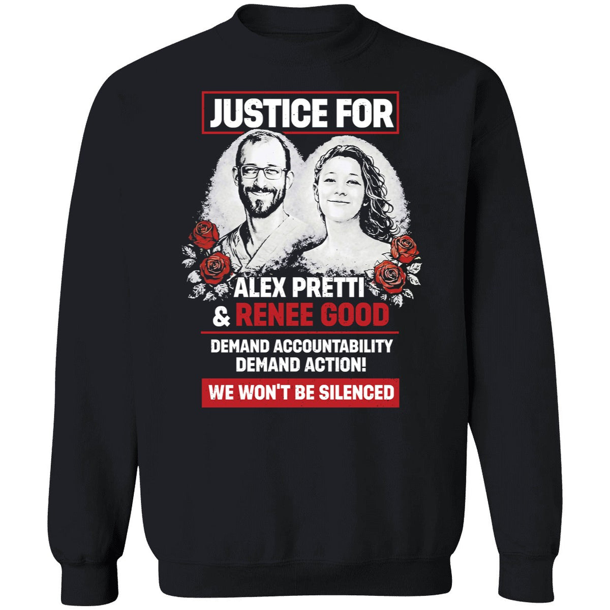 Justice For Alex Pretti And Renee Good We Won't Be Silenced Shirt