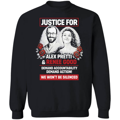 Justice For Alex Pretti And Renee Good We Won't Be Silenced Shirt