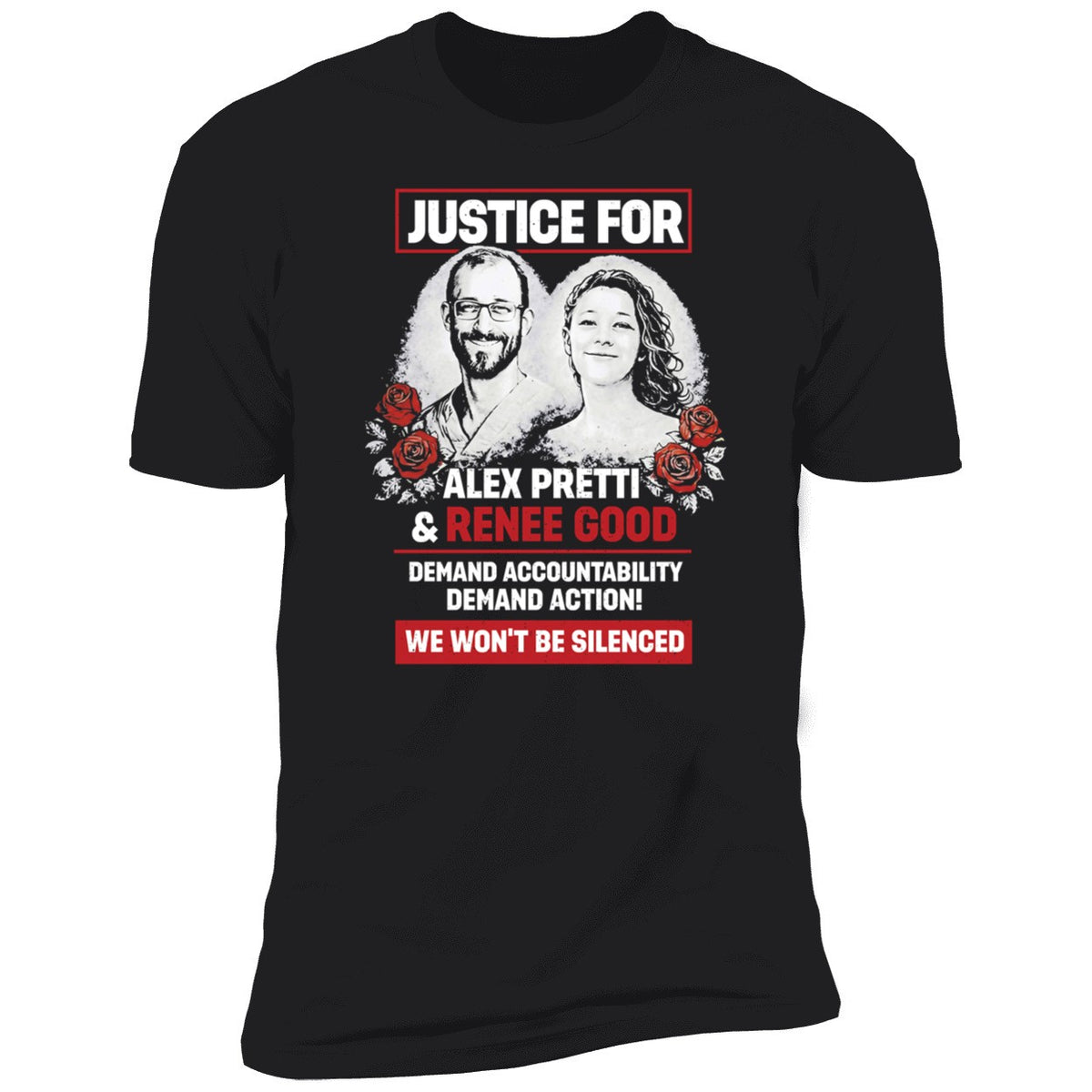 Justice For Alex Pretti And Renee Good We Won't Be Silenced Shirt