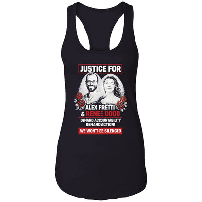 Justice For Alex Pretti And Renee Good We Won't Be Silenced Shirt