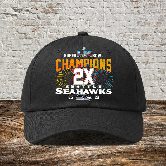 Seattle Seahawks 2x Super Bowl Champions Hat