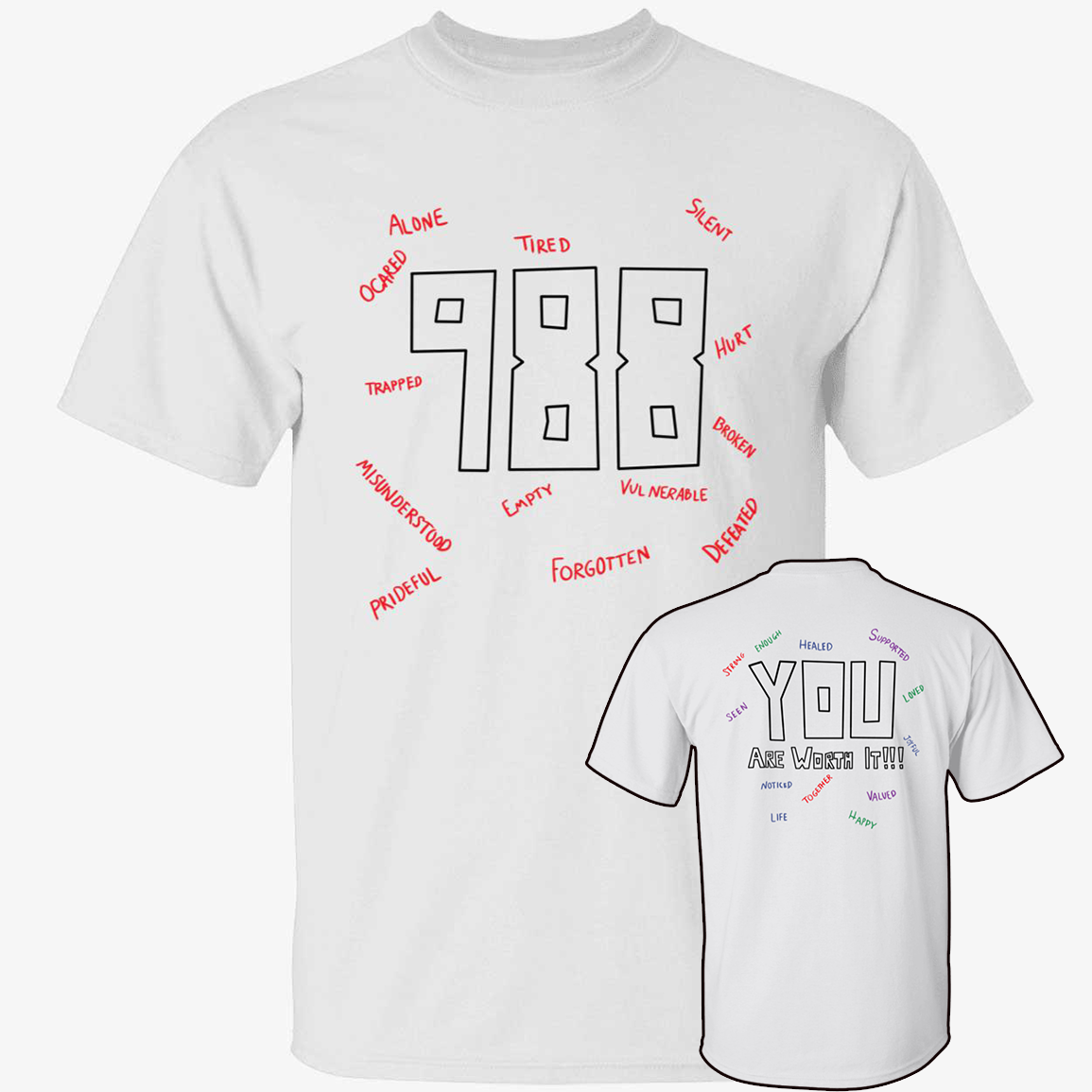 [Front + Back] Mack Hollins Mack Hollins 988 You Are Worth It T-Shirt