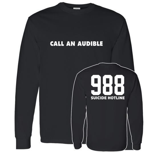 [Front + Back] Maxx Crosby Call An Audible 988 Suicide Hotline Long Sleeve Shirt