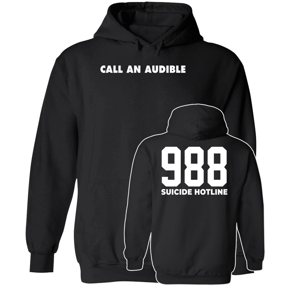 [Front + Back] Maxx Crosby Call An Audible 988 Suicide Hotline Hoodie