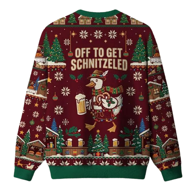 Off To Get Schnitzeled Ugly Christmas Sweater
