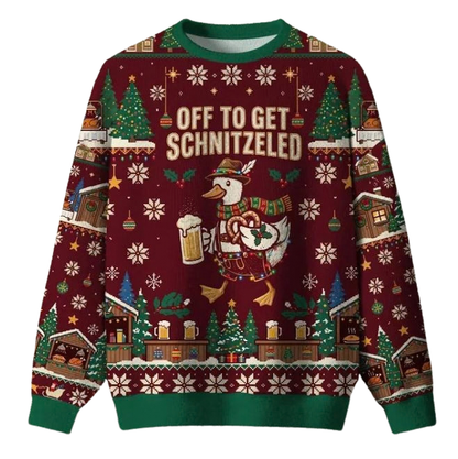 Off To Get Schnitzeled Ugly Christmas Sweater