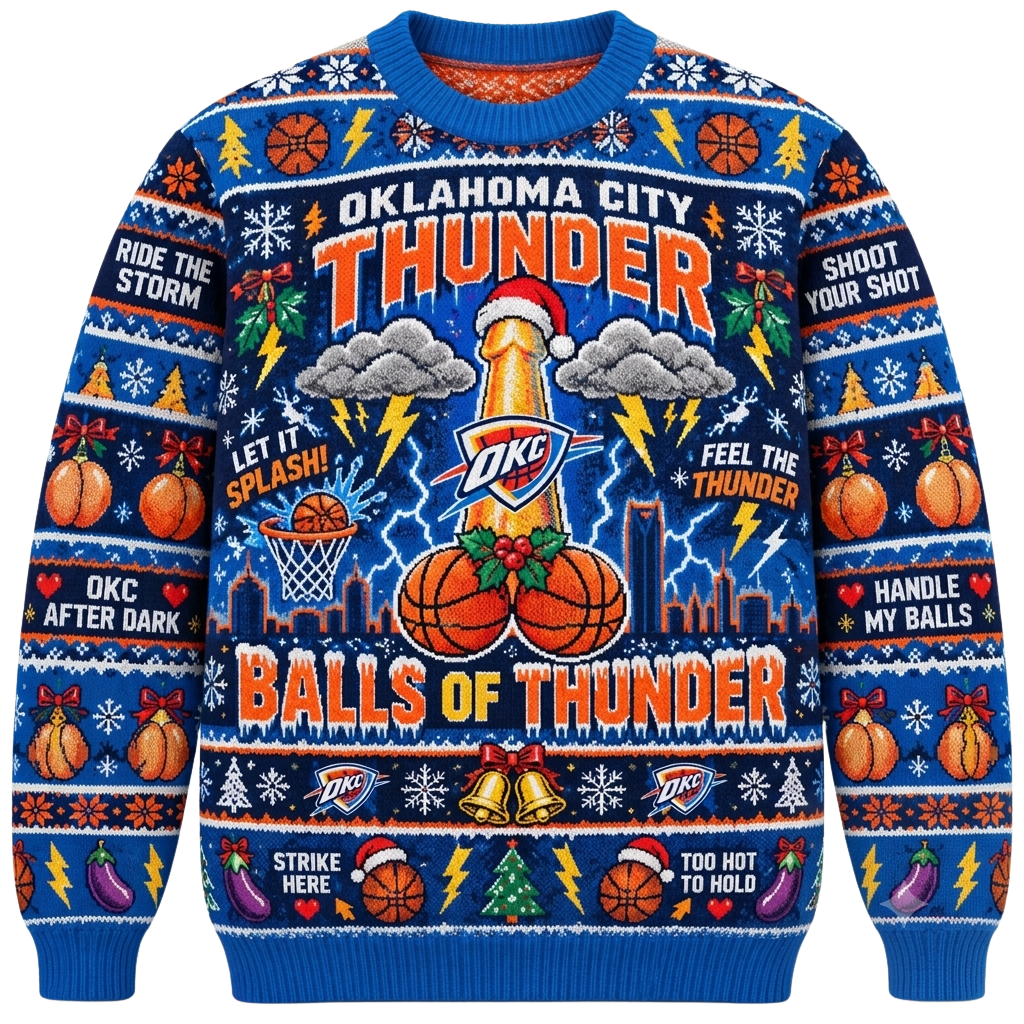 Oklahoma City Thunder Balls Of Thunder Ride The Storm Christmas Sweater