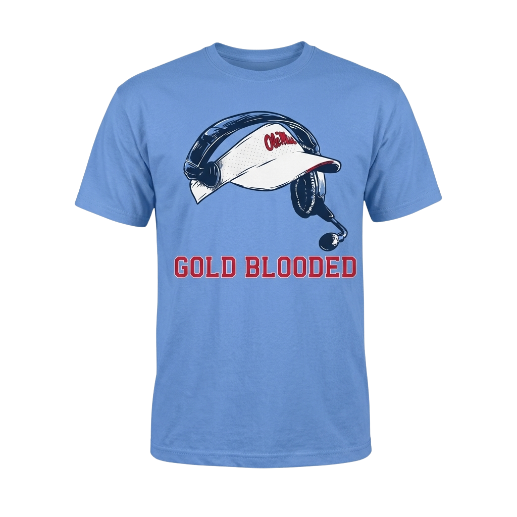 Ole Miss Football Head Coach Visor Gold Blooded Shirt