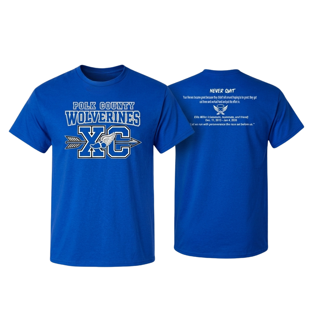 Polk County Wolverines XC Never Quit Shirt