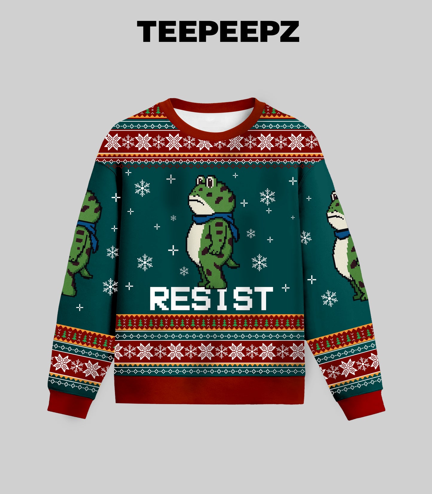 Resist Frog Ugly Christmas Sweater