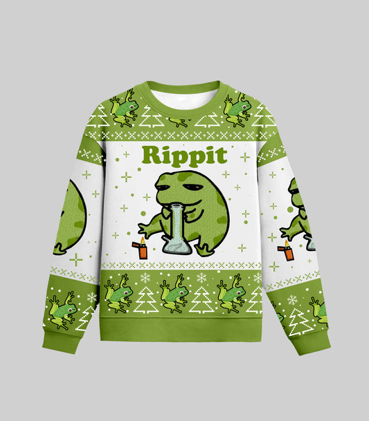Rippit Frog Bong Ugly Christmas Sweater