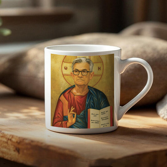 Saint Jerome Powell Money Printer Go Brrr Religious Icon Mug