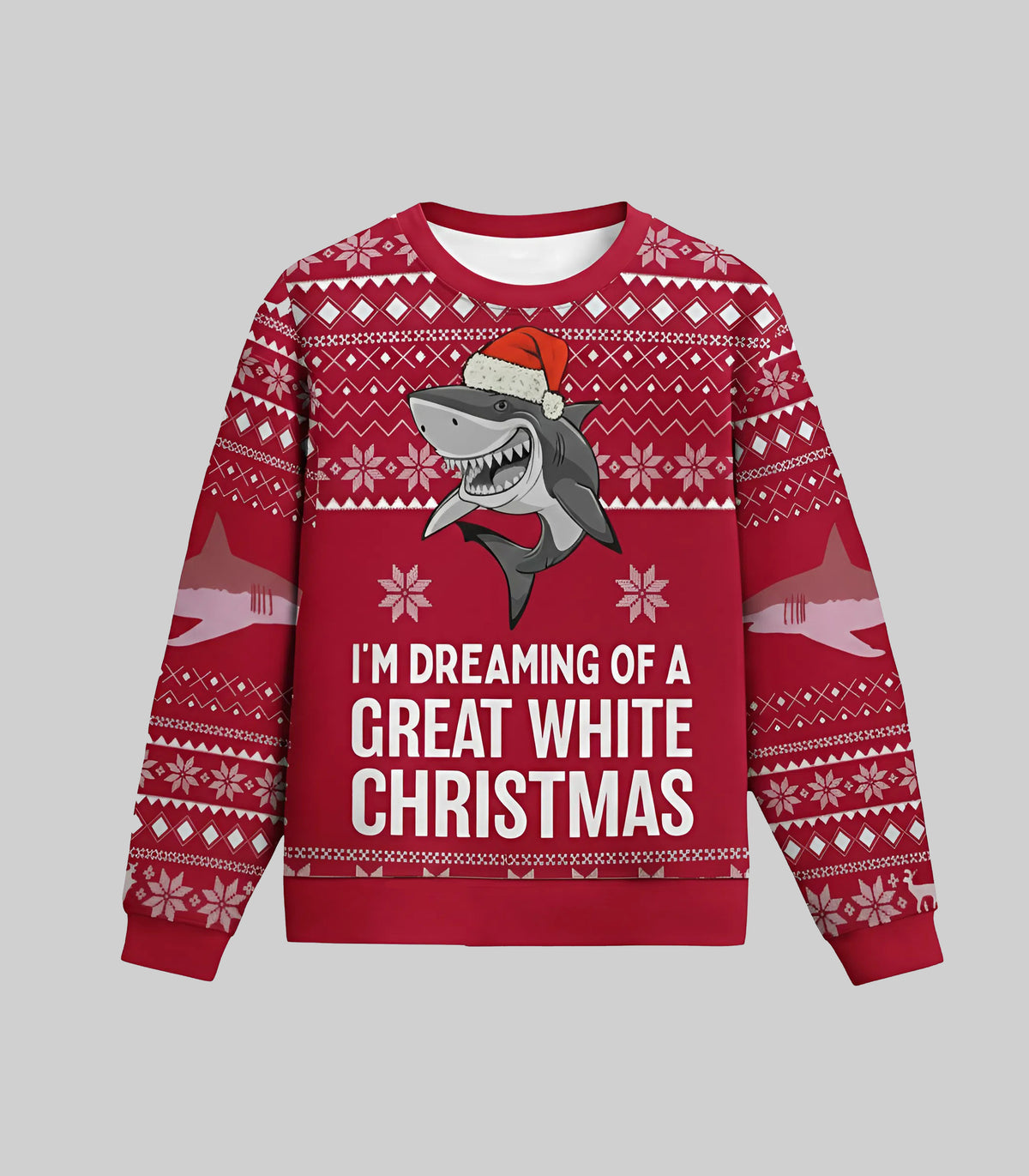 Shark I'm Dreaming Of A Great White Ugly Christmas Sweater
