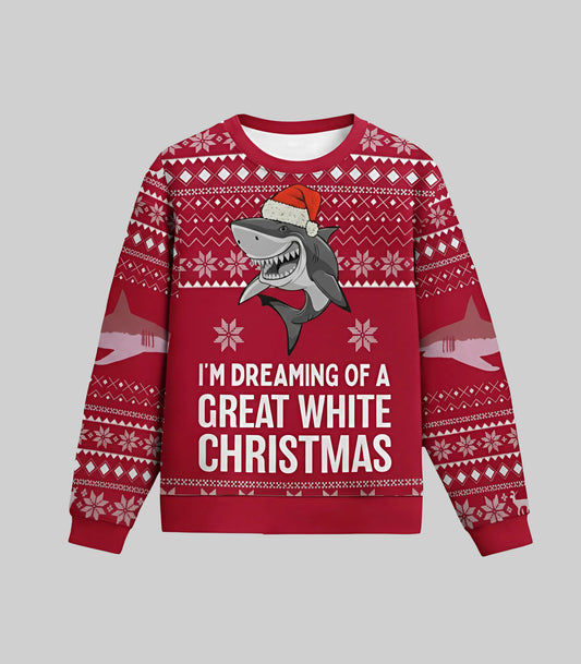 Shark I'm Dreaming Of A Great White Ugly Christmas Sweater