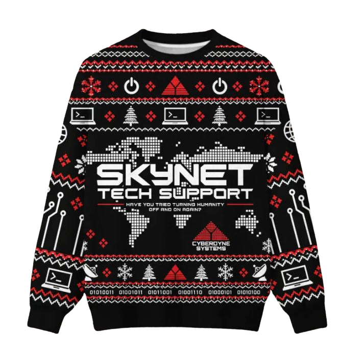 Skynet Tech Support Cyberdyne Systems Ugly Christmas Sweater